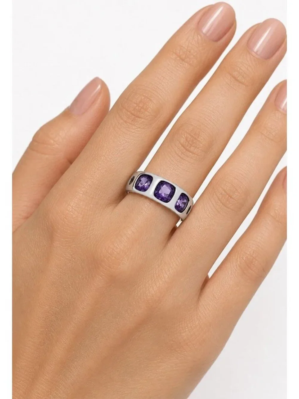 Genuine 2.25 Cts Amethyst Ring Solid .925 Sterling Silver